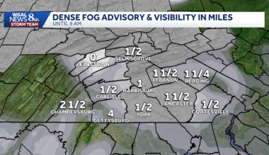 NWS issues dense fog advisory for parts of south-central PA