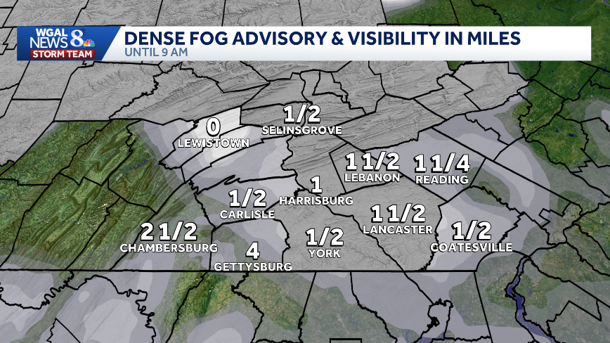 NWS issues dense fog advisory for parts of south-central PA