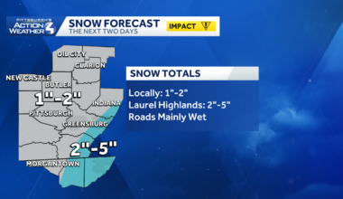 Light snow for Pittsburgh, winter weather alerts east