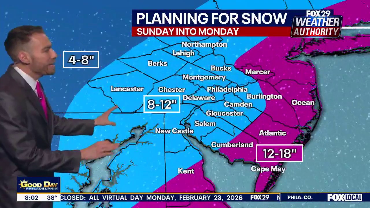 Philadelphia snow forecast: Timing, totals, and the latest on Sunday's nor'easter