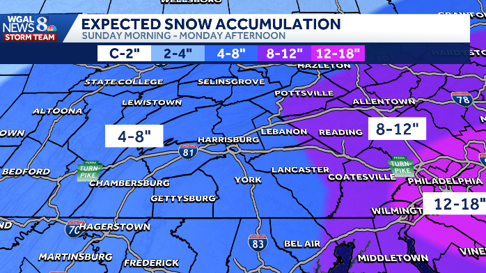Moderate to heavy snow expected Sunday into Monday