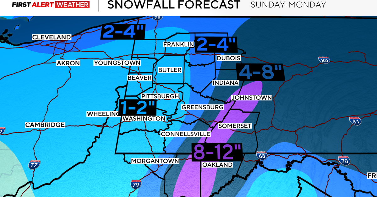 Multiple western Pennsylvania areas under Winter Storm Warning as of Sunday morning