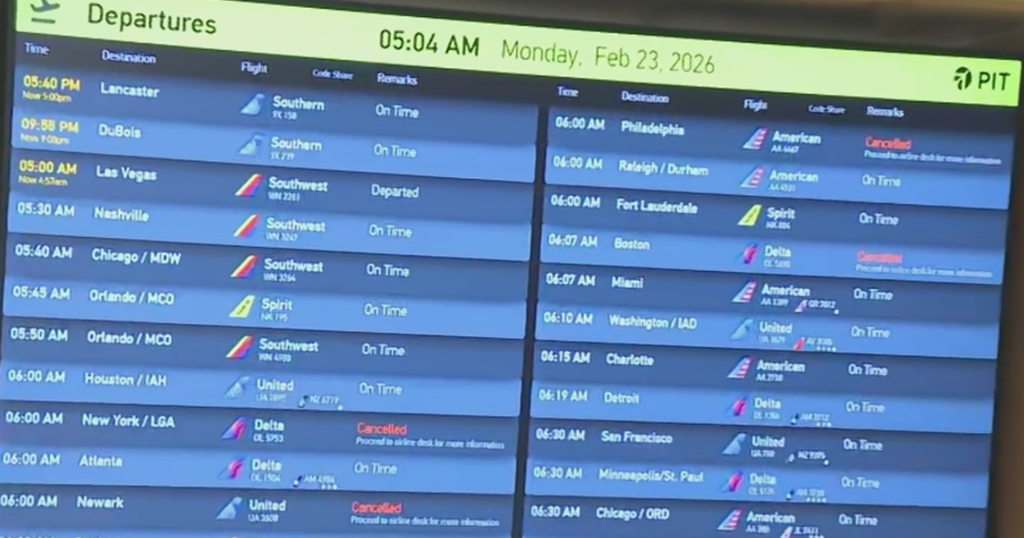 Dozens of Pittsburgh International Airport flights cancelled because of East Coast snowstorm