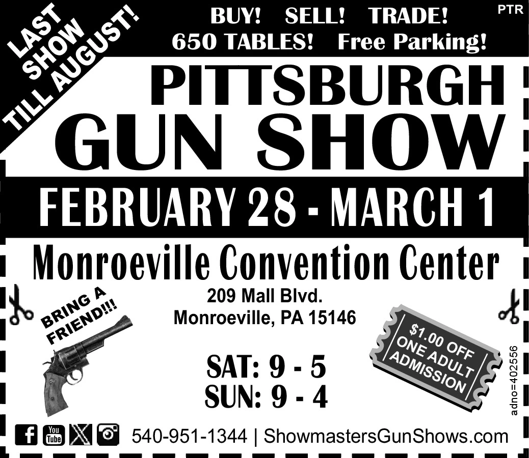 MONDAY, FEBRUARY 23, 2026 Ad - Showmasters Gun Shows