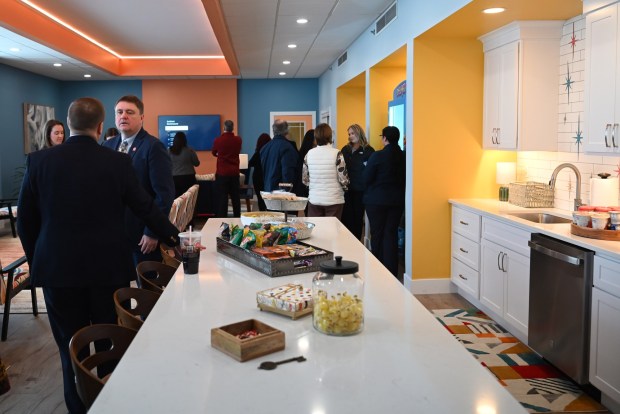 Community members gather for the ribbon cutting ceremony of the Ronald McDonald House Family Room at the John P. Moses, Esq. Pediatric Rehabilitation Center in Scranton on Friday, Feb. 27, 2026. (REBECCA PARTICKA/STAFF PHOTOGRAPHER)