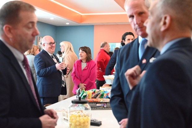 Community members gather for the ribbon cutting ceremony of the Ronald McDonald House Family Room at the John P. Moses, Esq. Pediatric Rehabilitation Center in Scranton on Friday, Feb. 27, 2026. (REBECCA PARTICKA/STAFF PHOTOGRAPHER)