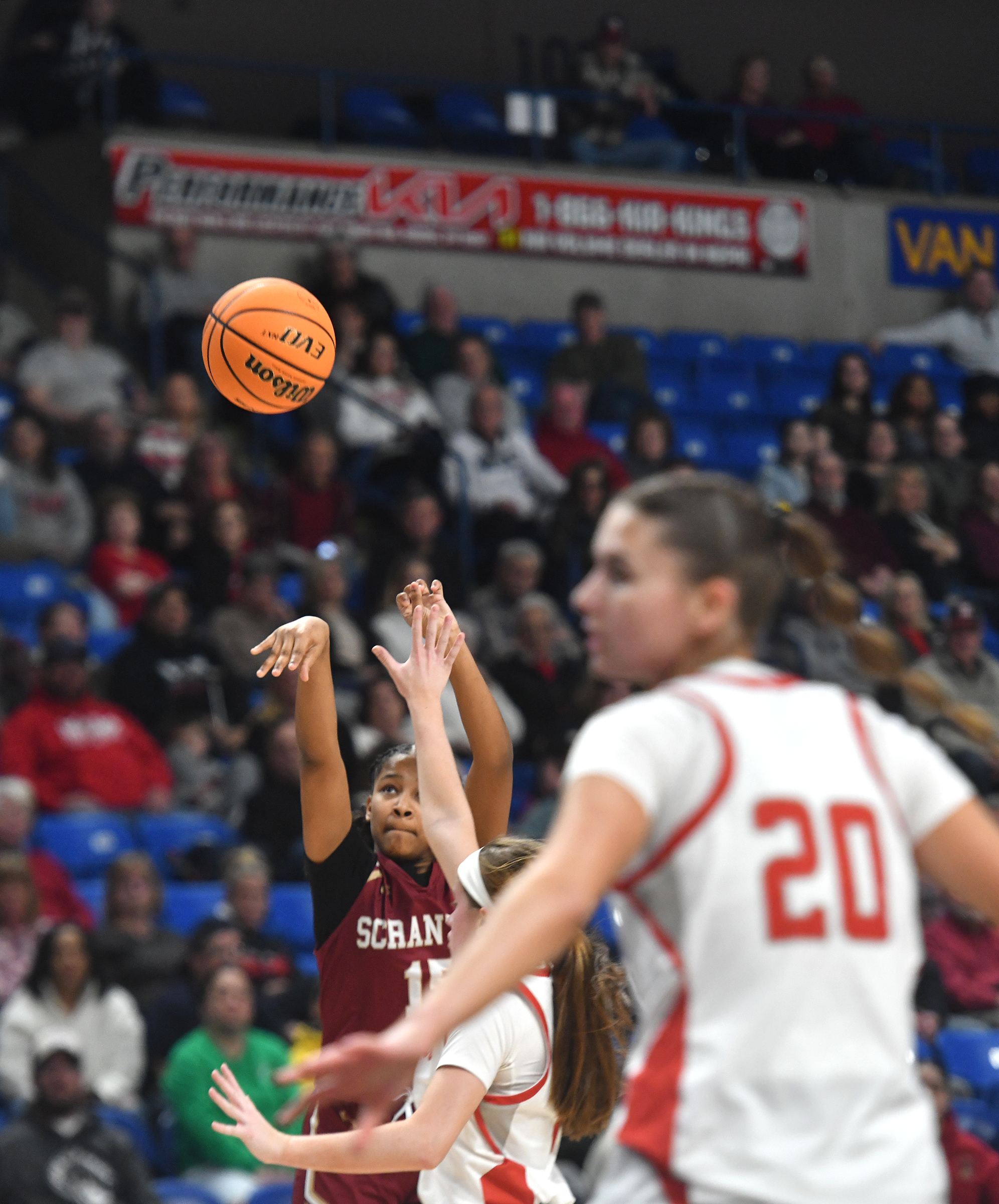 Scranton’s Johanelys Paulino Baez shoots a three-pointer during the PIAA...
