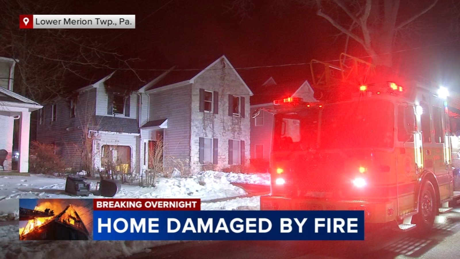 Home severely damaged by fire in Lower Merion Township, Pennsylvania