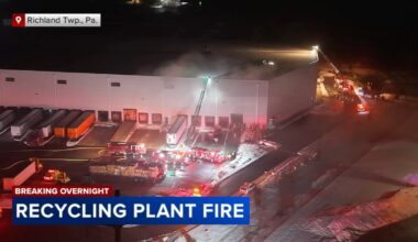 Crews battle multi-alarm fire inside recycling plant in Richland Township, Pennsylvania