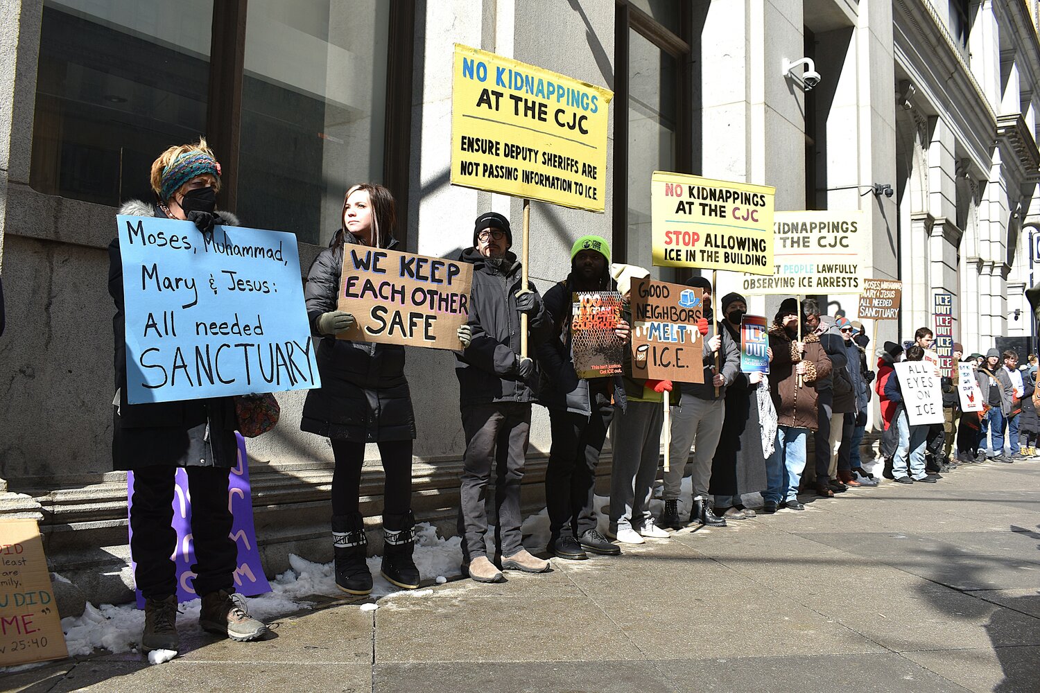Members of No ICE Philly demonstrate outside the Philadelphia Sheriff