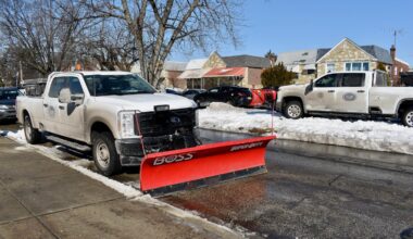 Snow and salt trucks from the city
