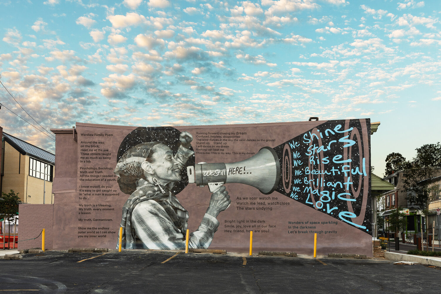 We Still Here, by artists Jetsonorama and Ursula Rucker, is located at 22 Maplewood Mall in Germantown.