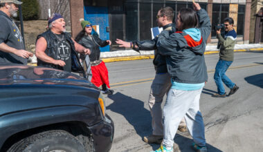 Punches thrown by counterprotester at anti-ICE demonstration
