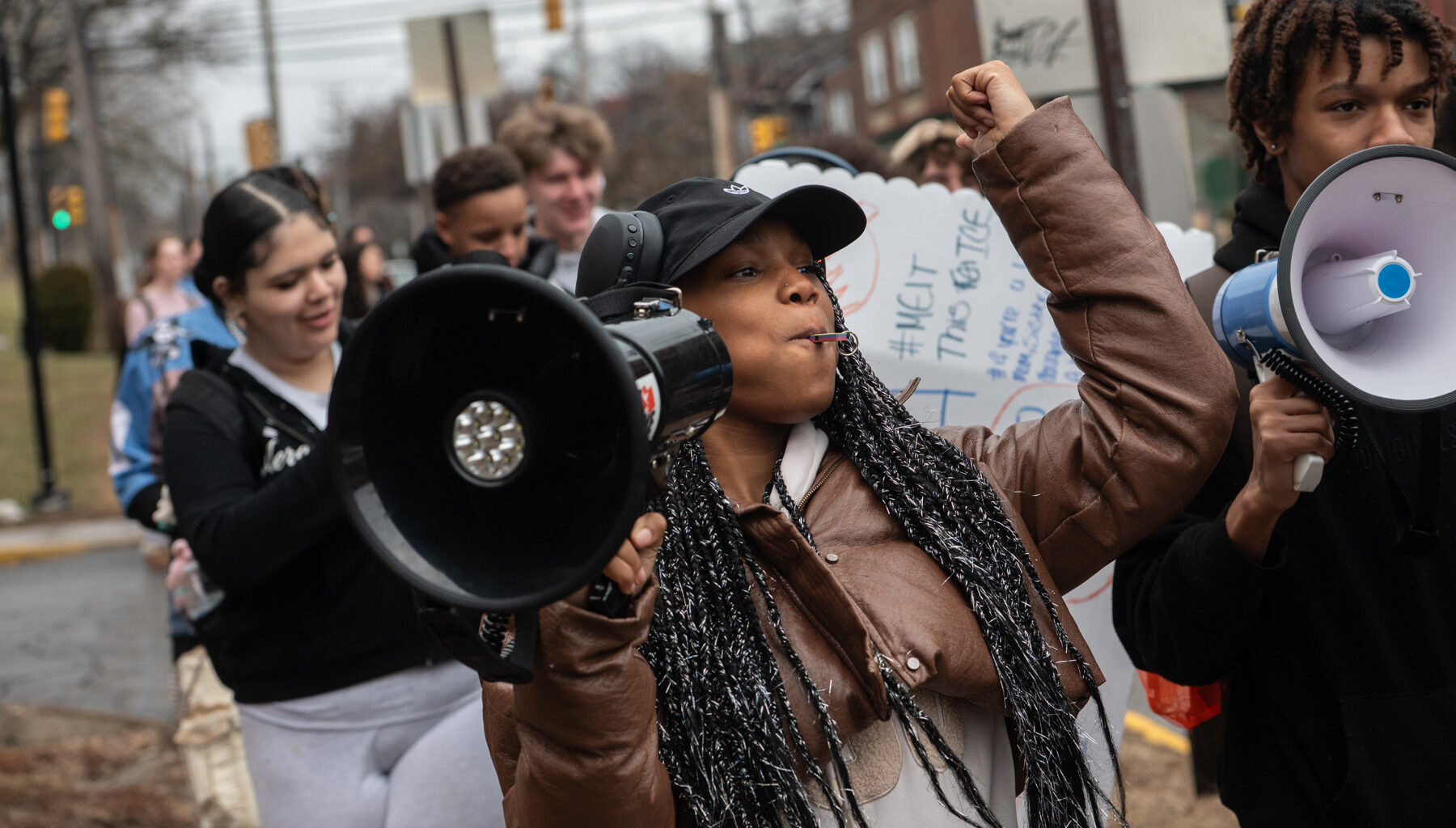 Allderdice students protest ICE as observers rally to Wilkinsburg