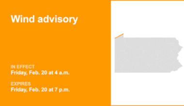 Wind advisory in place for Northern Erie until Friday evening – wind gusts reaching 45 mph