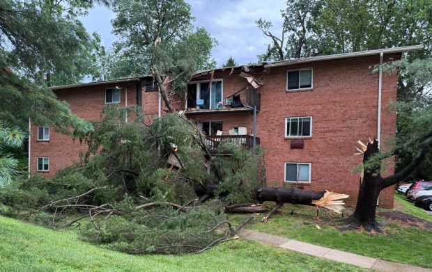 Apartment building damage in Upper Darby on Thursday evening. (COURTESY OF MANOA FIRE COMPANY)