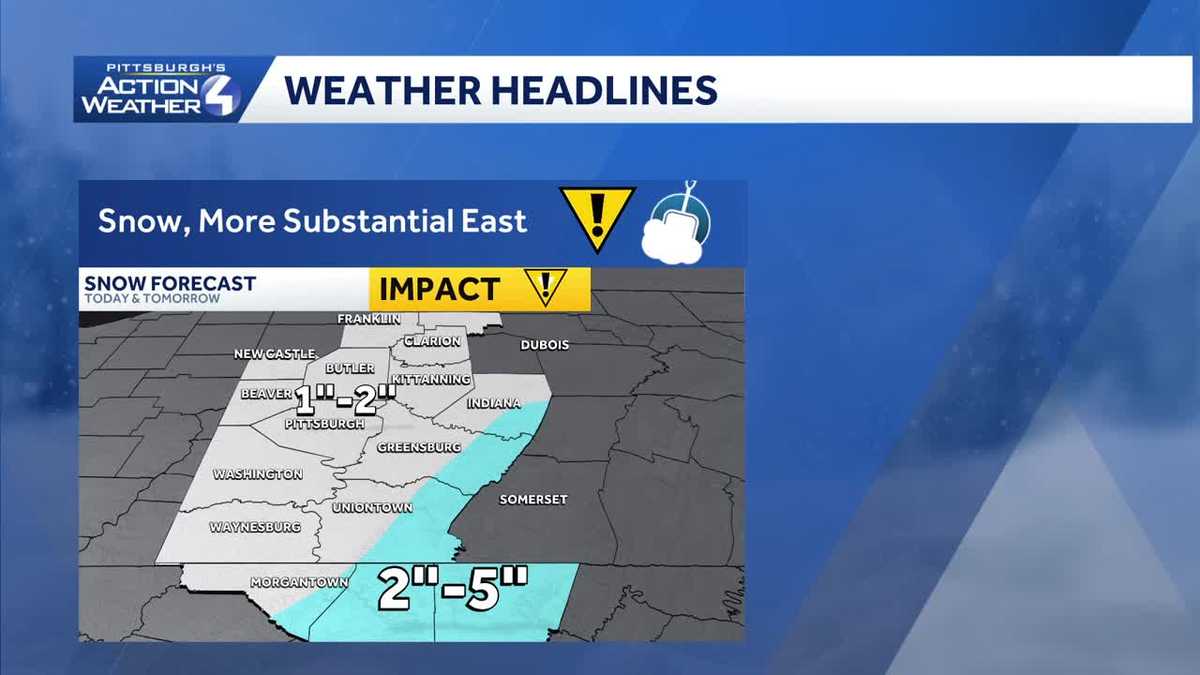Light snow for Pittsburgh, winter weather alerts east