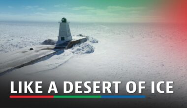 Drone footage captured stunning views on Sunday (February 8) of Lake Erie's transformation into a vast, snowy desert of ice with the West Pier Lighthouse standing surrounded by a frozen expanse of ice formations. This icy spectacle comes as satellite imagery recently showed a massive crack forming across Lake Erie due to strong winds, with the ice sheet drifting and shifting—a reminder of the lake's ever-changing winter landscape. (Production: Carlos Osorio, Ivan Romero)