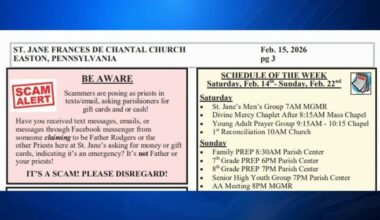 Churches in Easton warn parishioners about scammers posing as priests | Easton Area