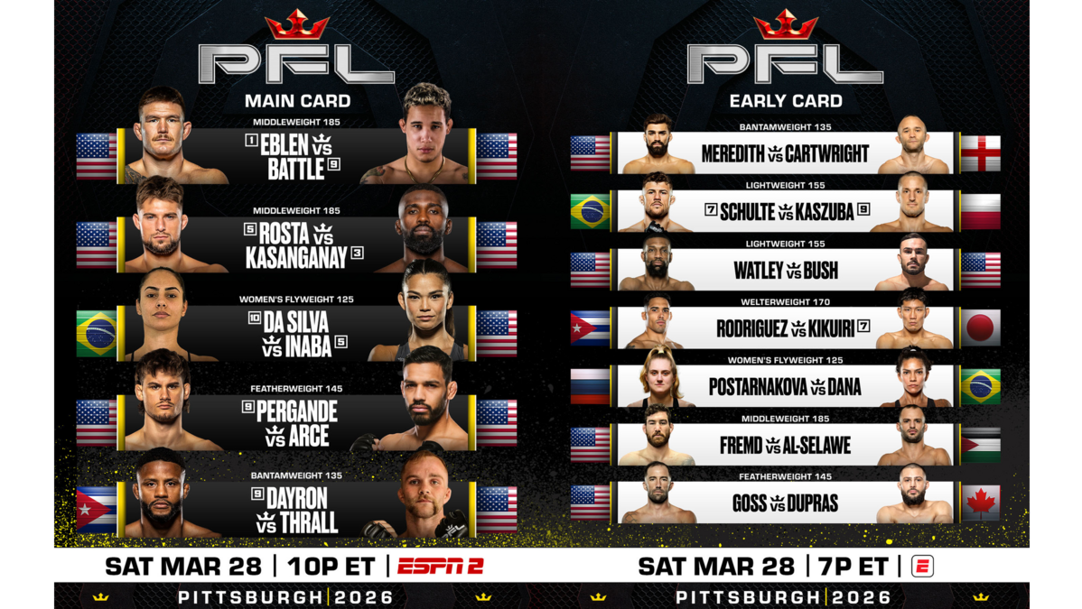 PFL PITTSBURGH FULL CARD FINALIZED FOR MARCH 28 AT UPMC EVENTS CENTER thumbnail