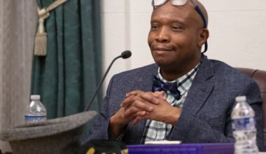 Marion B. Minick, president of Upper Darby Township Council, listens to residents’ comments during a township meeting Wednesday, Jan. 21, 2026, at the Upper Darby Municipal Building in Upper Darby, Pa.