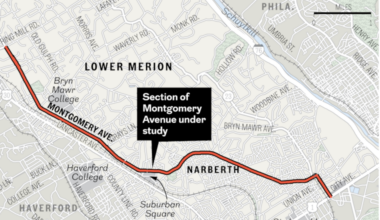 Lower Merion and Narberth are studying a seven-mile stretch of Montgomery Avenue for safety.