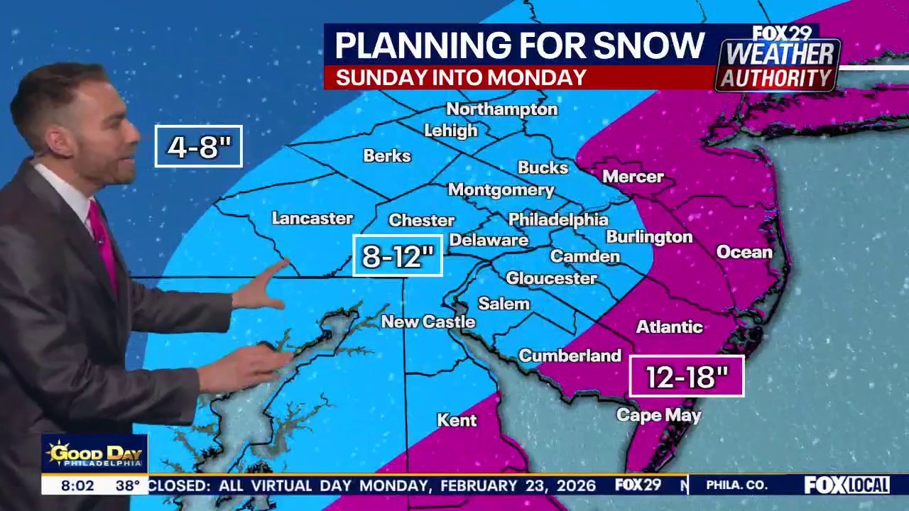 Philadelphia snow forecast: Timing, totals, and the latest on Sunday's nor'easter