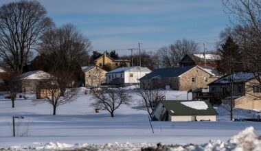 A view of homes from the Upper Bern Township building near Shartlesville, Pa., on Feb. 9.