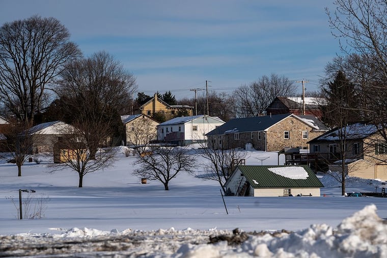 A view of homes from the Upper Bern Township building near Shartlesville, Pa., on Feb. 9.