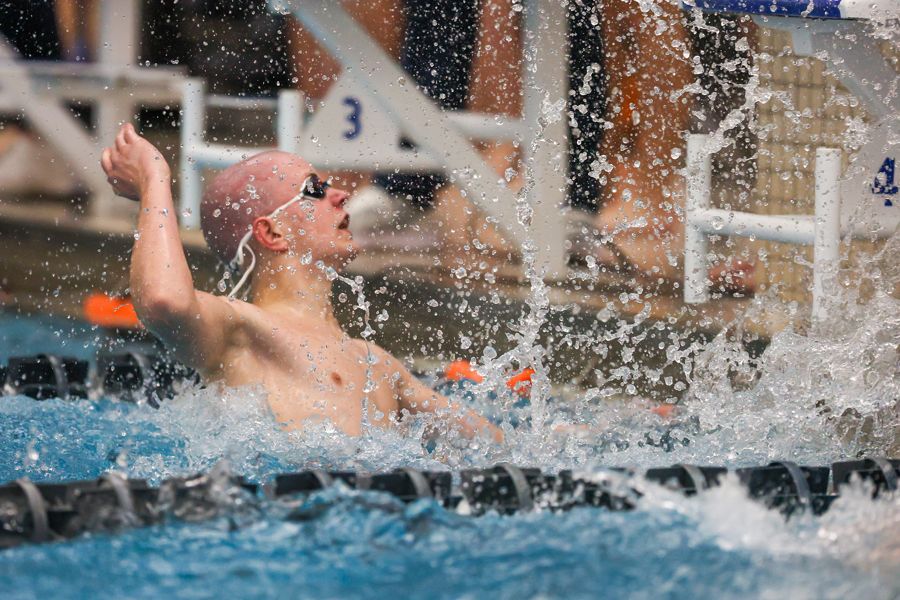 Tunkhannock Area’s Chase Newhart celebrates after winning the 200 medley...