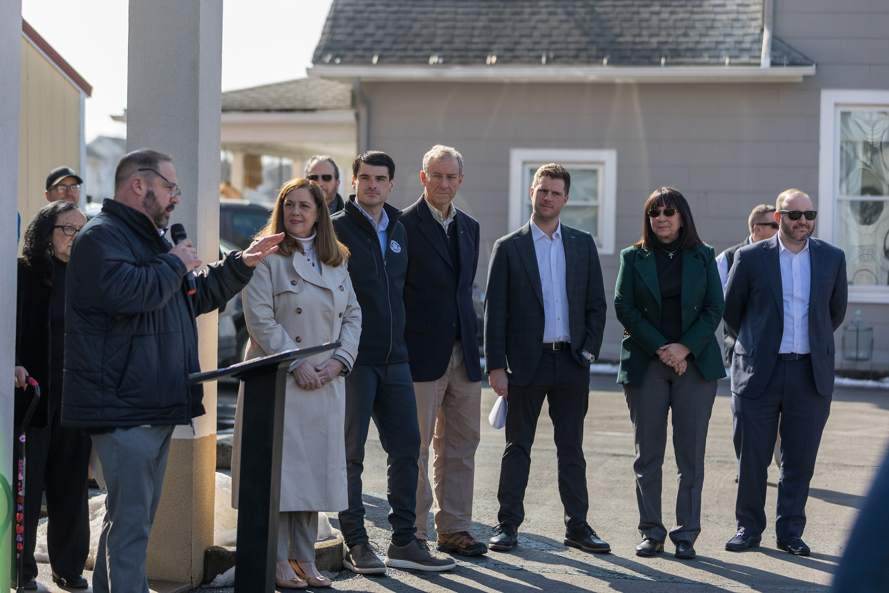 Current and former lawmakers look on as Exeter Boro Chairman...