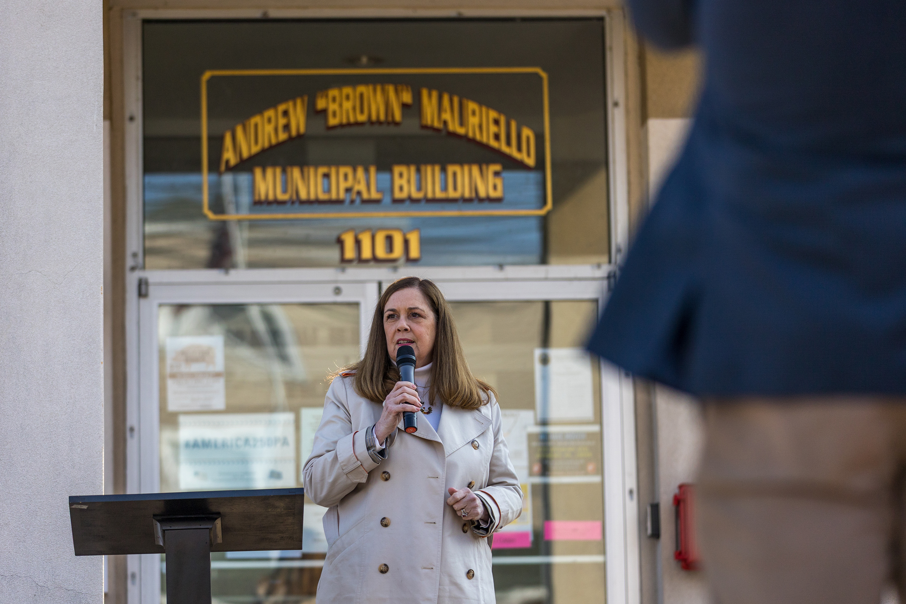 State Sen. Lisa Baker speaks during the groundbreaking of the...