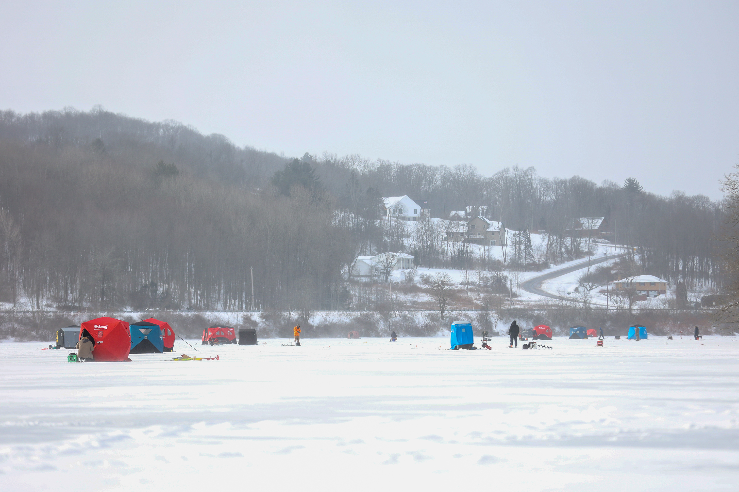 Ice fishers participate in the Nanticoke Conservation Club ice fishing...