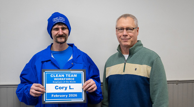 Clean Team Workforce February Employee of the Month 