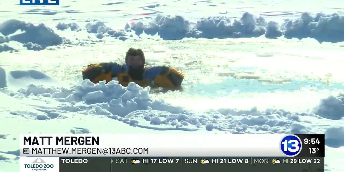 NW Ohio fire departments host ice rescue training on Lake Erie
