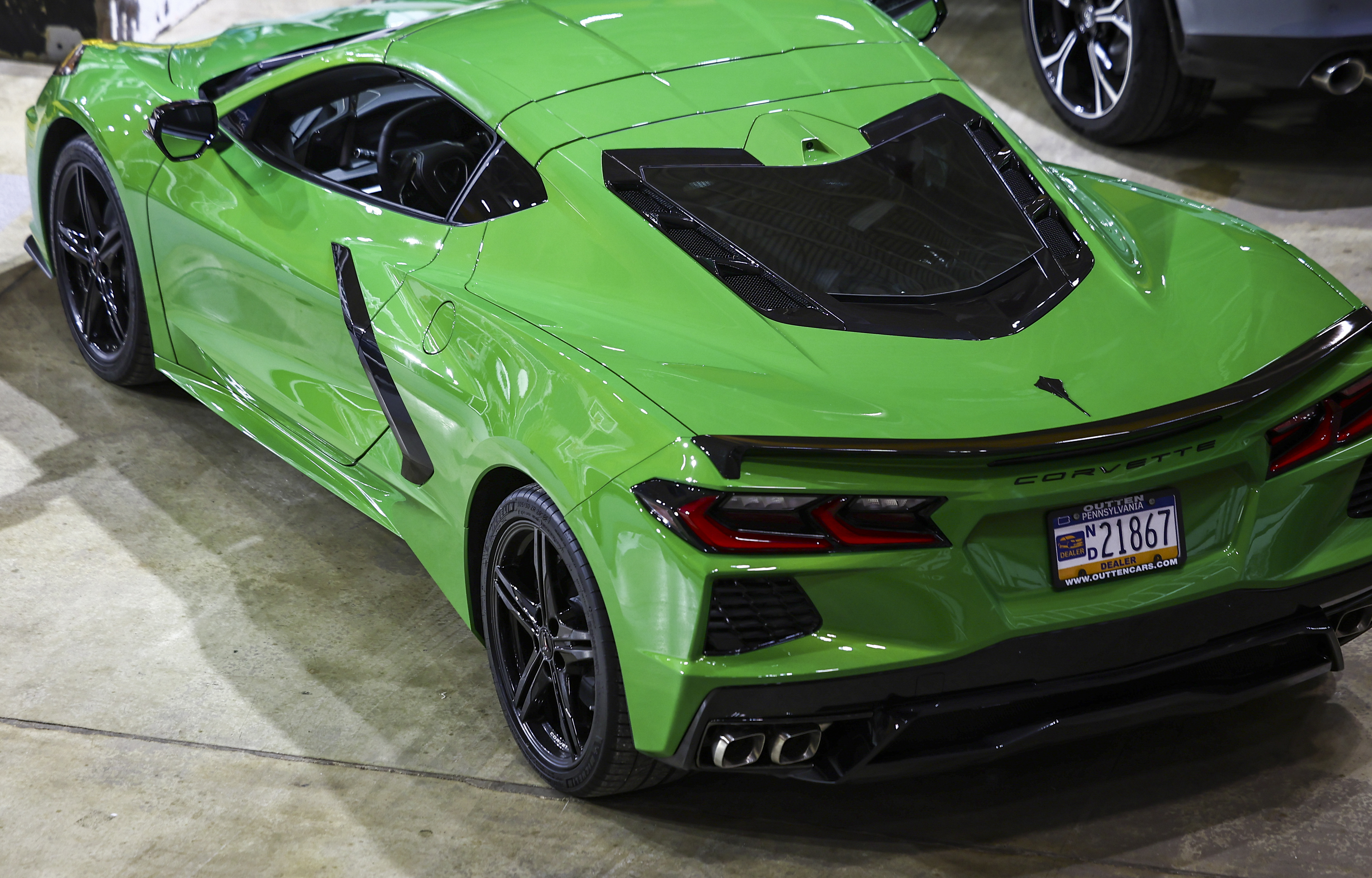 A look at the Chevrolet Corvette Stingray, in Roswell green, provided by Outten Chevrolet as The Greater Lehigh Valley Auto Dealers Association hosts a Lehigh Valley Auto Show preview Tuesday, Feb. 17, 2026, at Stabler Athletic & Convocation Center in Bethlehem. The show runs March 18-22 in and around Stabler on the Murray H. Goodman Campus of Lehigh University.