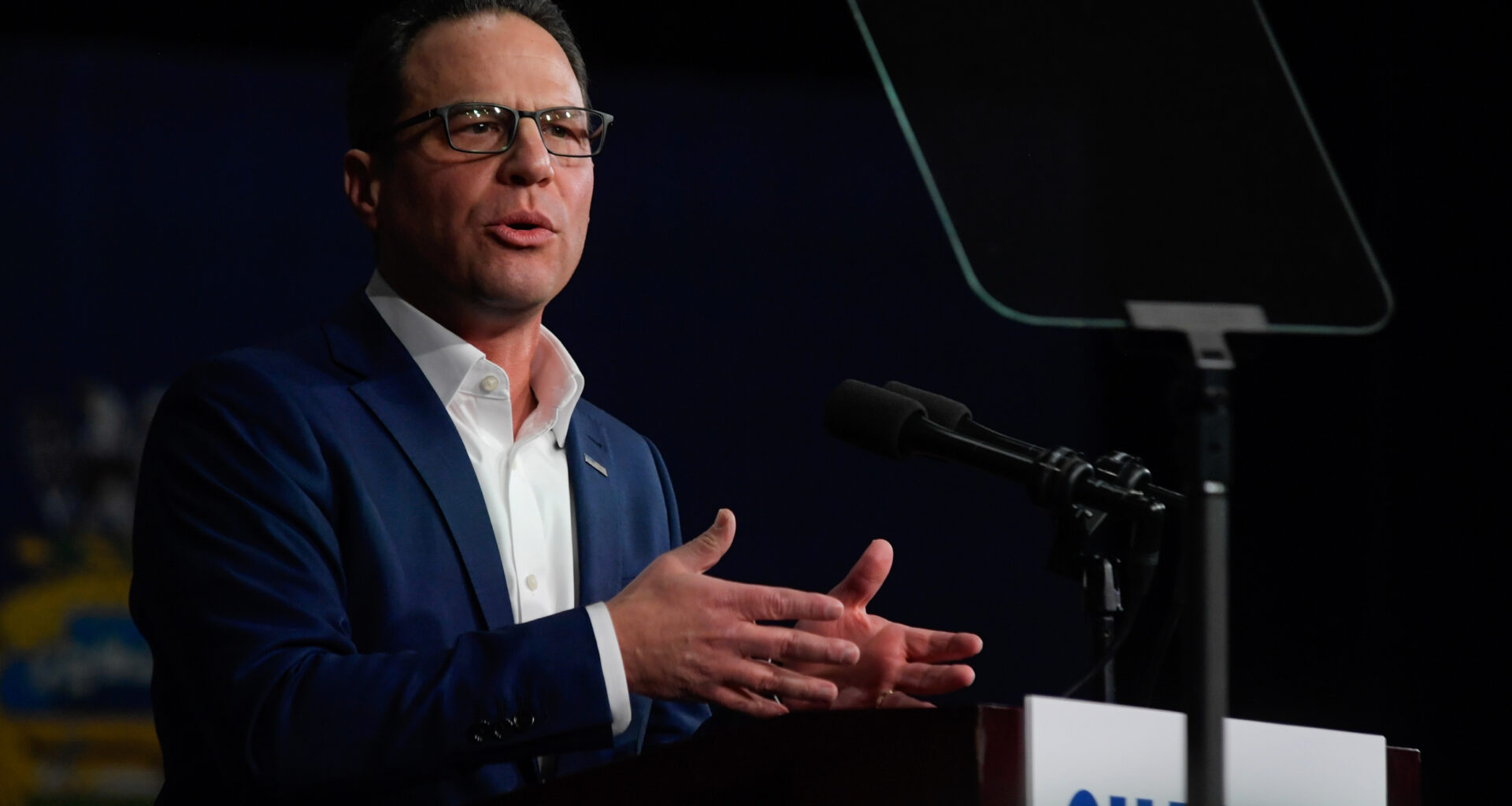 Pennsylvania Gov. Josh Shapiro speaks to supporters at a rally announcing his reelection bid on Jan. 8 in Philadelphia. Credit: Matthew Hatcher/Getty Images