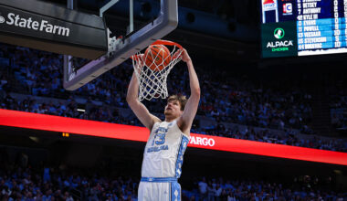 CHAPEL HILL, NORTH CAROLINA - FEBRUARY 02: Henri Veesaar #13 of the North Carolina Tar Heels dunks the ball during the second half of a basketball game against the Syracuse Orange at Dean E. Smith Center on February 02, 2026 in Chapel Hill, North Carolina. (Photo by David Jensen/Getty Images)