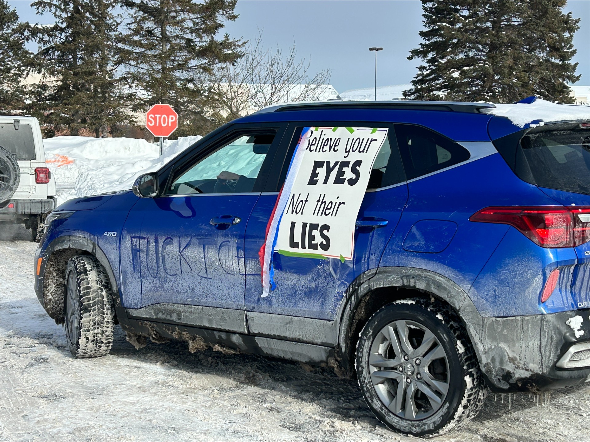 Around 70 vehicles joined an anti-ICE caravan protest on Erie Boulevard in DeWitt on Saturday, Jan. 31, 2026.