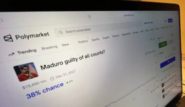 The Polymarket prediction market website is displayed on a computer screen Friday, Jan. 9, 2026, in Philadelphia.