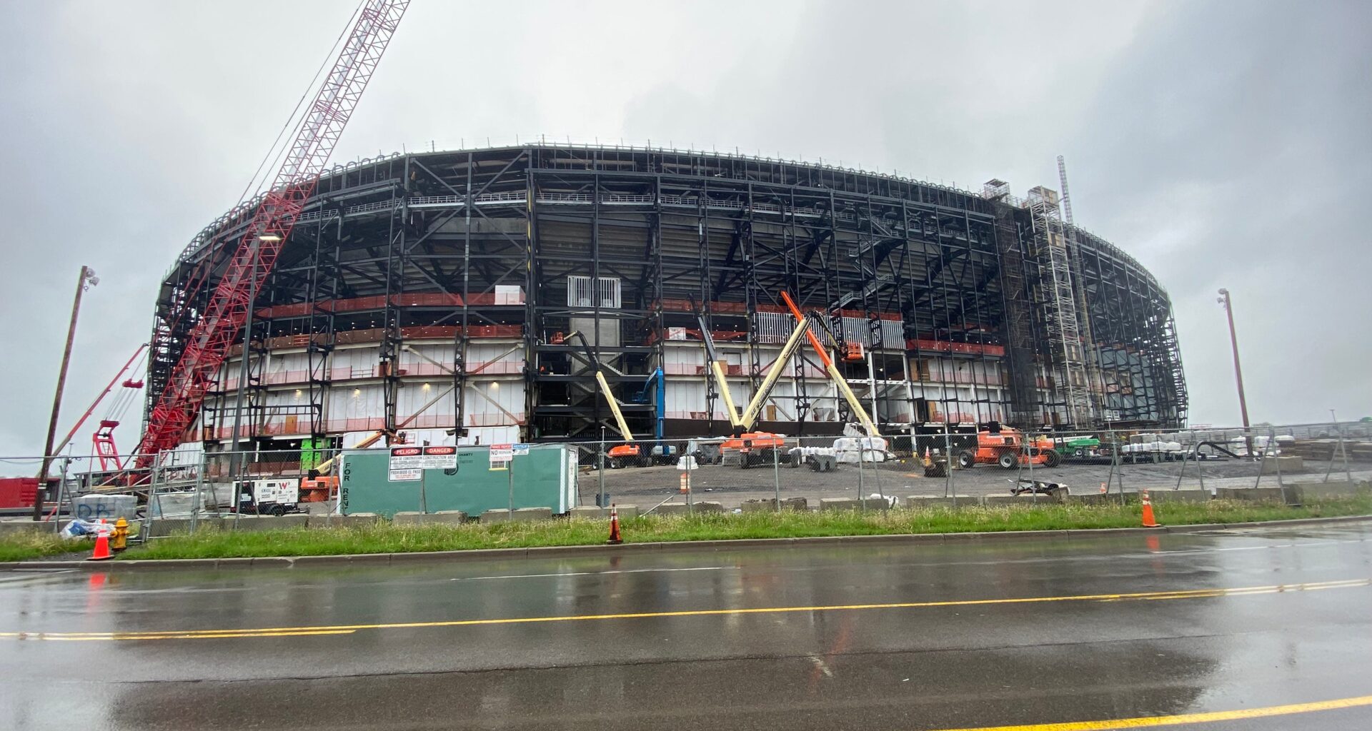 Graffiti and other vandalism has slowed construction at Highmark Stadium.