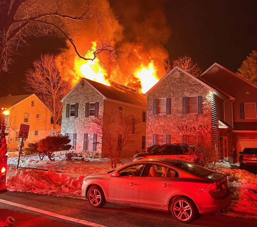 Crews battle house fire in Lower Merion