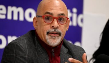 State Rep. Chris Rabb speaks at a forum hosted by the 9th Ward Democratic Committee on Dec. 4, 2025. He is a Democratic candidate running to represent Philadelphia's 3rd Congressional District.