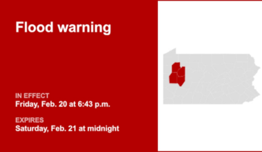 Part of Pennsylvania under a flood warning until early Saturday