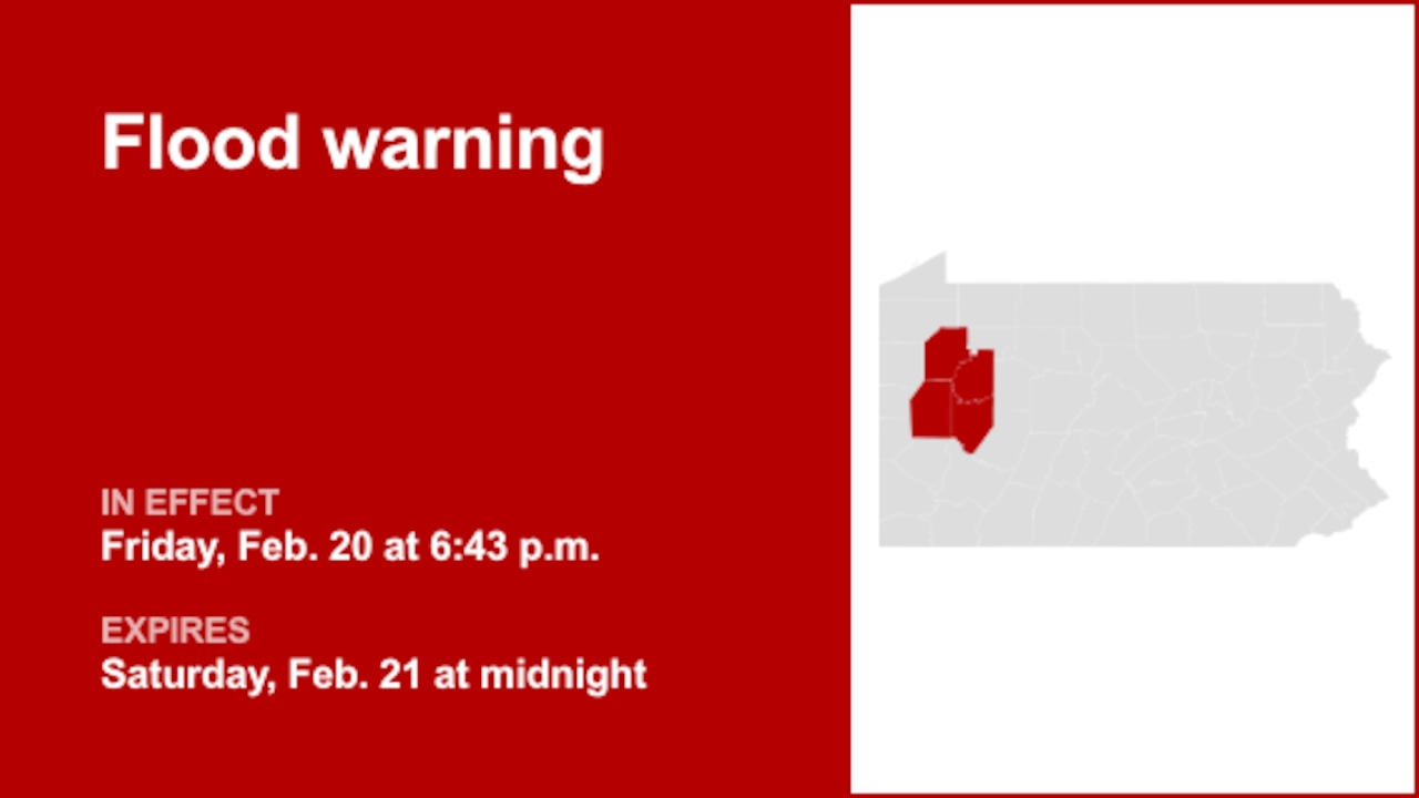 Part of Pennsylvania under a flood warning until early Saturday