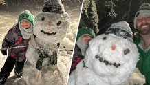 Four-year-old Harrison loved building a snowman! 