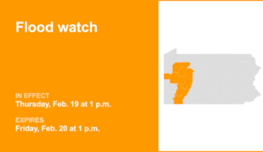Flood watch affecting part of Pennsylvania until Friday afternoon
