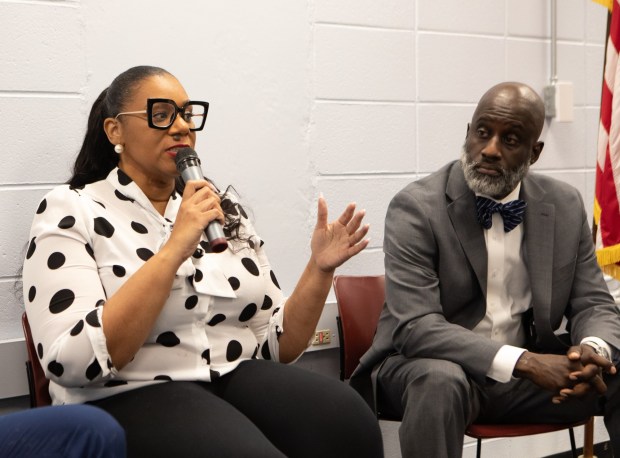 Joseph Green II listens intently as Amber Harris summarizes her role as PHRC Phila. Regional Director. (Photo courtesy of Damien Townsville)