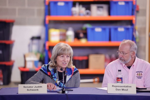 State Sen. Judy Schwank spoke with poultry producers and industry leaders for a roundtable discussion on the ongoing surge in avian flu infections.at the Lancaster County Rapid Response Center Feb. 24. (Courtesy of Commonwealth Media Services)
