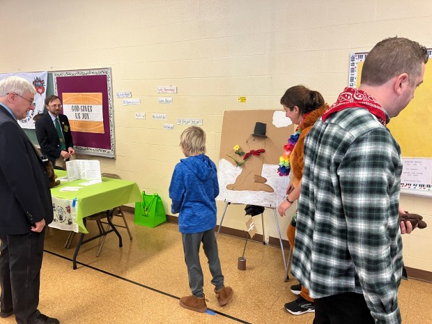 The Pennsylvania German Zammelaaf's Groundhog Lodge for Youth event included Pin-the-Tail on the Groundhog on Jan. 31. (Photo courtesy of Mary Laub)